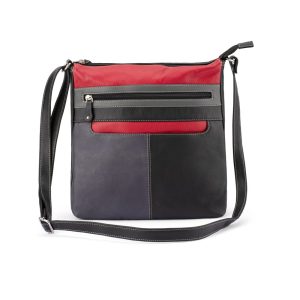 Franco Bonini 4557 Soft Leather Slim Shoulder Crossbody Bag – Black Multi