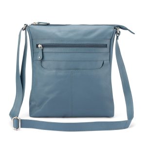Franco Bonini 4557 Soft Leather Slim Shoulder Crossbody Bag – New Grey